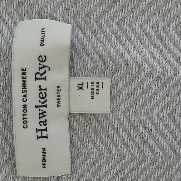 Hawker Rye Cotton Cashmere V-Neck Sweater size XL Grey NWOT - Picture 2 of 5
